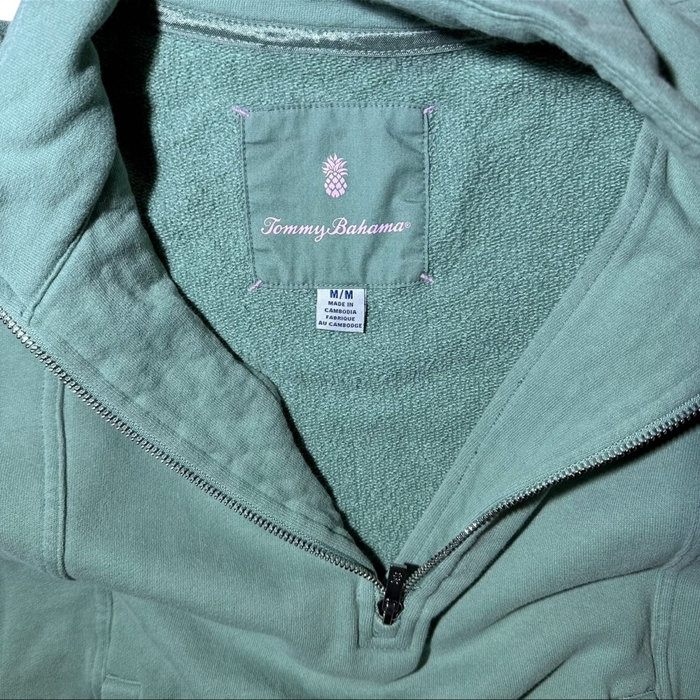 Tommy Bahama Green Half Zip Zip-Up Sweater - Medium - Picture 5 of 8